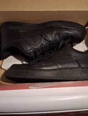 Black Leather Casual Men's Sneakers Air Force 1 Nike